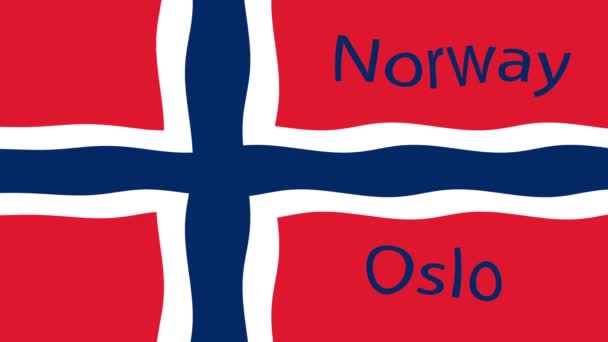 Sfondo Filmato Movimento Con Bandiera Colorata Mappa Norway — Video Stock