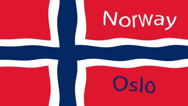 Bewegingsbeelden Achtergrond Met Kleurrijke Vlag Vlag Van Noorwegen — Stockvideo