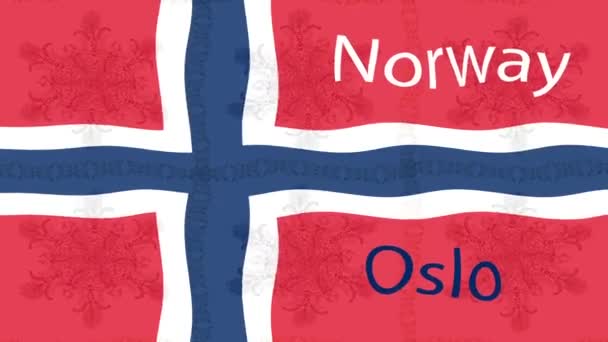 Fond Séquence Mouvement Avec Drapeau Coloré Drapeau Norvège — Video