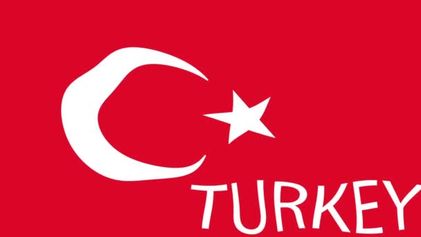 Bewegingsbeelden Achtergrond Met Kleurrijke Vlag Vlag Van Turkije — Stockvideo