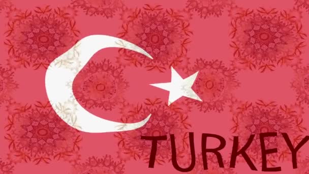 Pozadí Záznamu Pohybu Barevnou Vlajkou Turecká Vlajka — Stock video