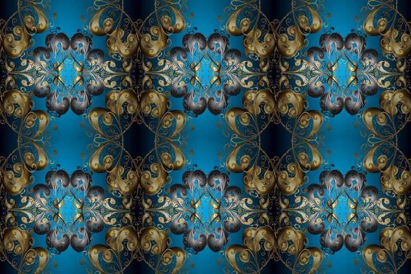 Basit Bir Şekilde Sonsuz Bukle Süsü Çizim Karalama Mavi Kahverengi — Stok fotoğraf