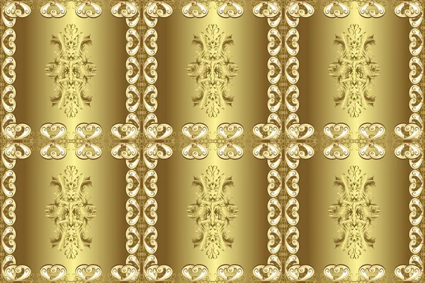Stilvolles Grafisches Muster Tapete Barock Damast Nahtloser Hintergrund Goldene Elemente — Stockfoto