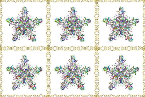 Orientalsk Ornament Problemfri Mønster Grønne Hvide Neutrale Farver Med Gyldne - Stock-foto
