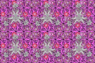 Cute Floral pattern in the small flower. Varicoloblack, white and pink seamless illustration. Tropical seamless pattern with many black, white and pink abstract flowers.