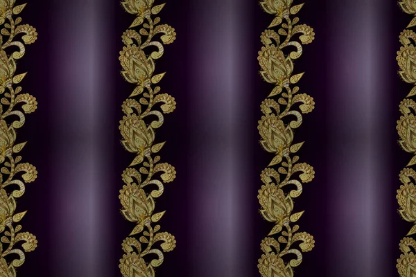 Padrão Sem Costura Raster Com Ouro Antigo Floral Decorativo Medieval — Fotografia de Stock