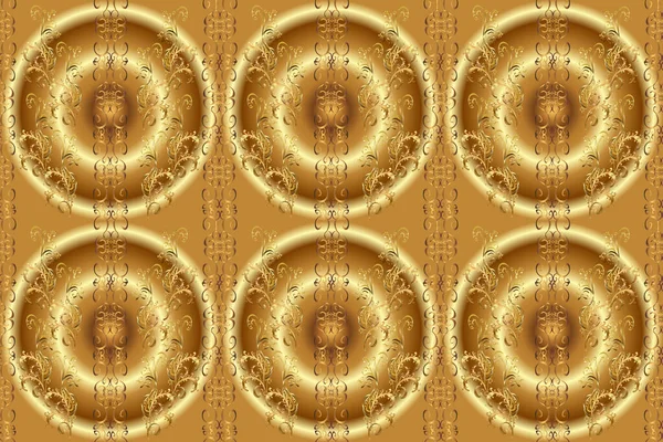 花色经典质感 无缝图案的金色元素 黄金模板 皇家复古背景 包装纸 纺织品的设计年份 — 图库照片
