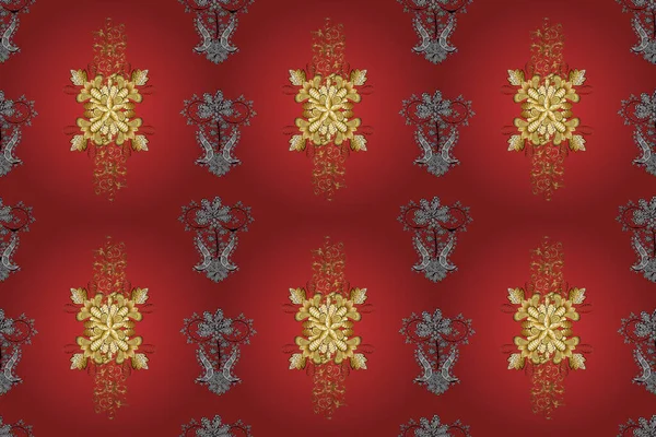 Raster Orientalischer Ornamente Nahtloses Goldenes Muster Nahtloses Muster Auf Orangefarbenen — Stockfoto