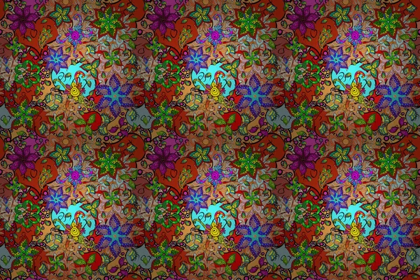 Модний Безшовний Квітковий Візерунок Ілюстрації Квіти Помаранчевого Чорного Бежевого Кольорів — стокове фото