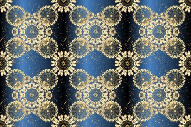 Senin tasarımın için, duvar kağıdı. Altın rengi, kusursuz çizim. Geometrik arkaplan. Menekşe, mor ve bej renklerinde, altın çiçekli altın desenler..