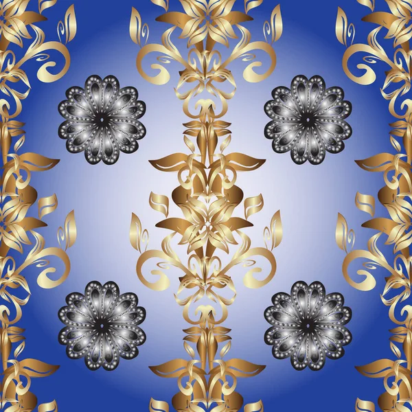 Cores Bege Azul Cinza Com Elementos Dourados Padrão Dourado Caracóis — Fotografia de Stock