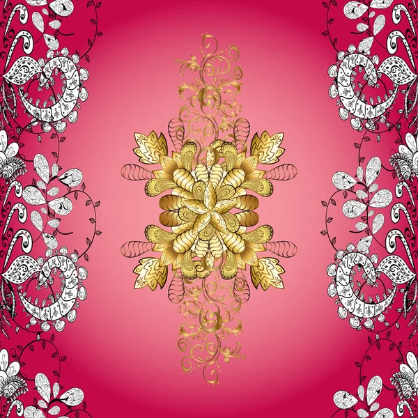 Κλασικό Παλιό Φόντο Χρυσό Σχέδιο Κόκκινο Ροζ Και Λευκό Χρώμα — Διανυσματικό Αρχείο