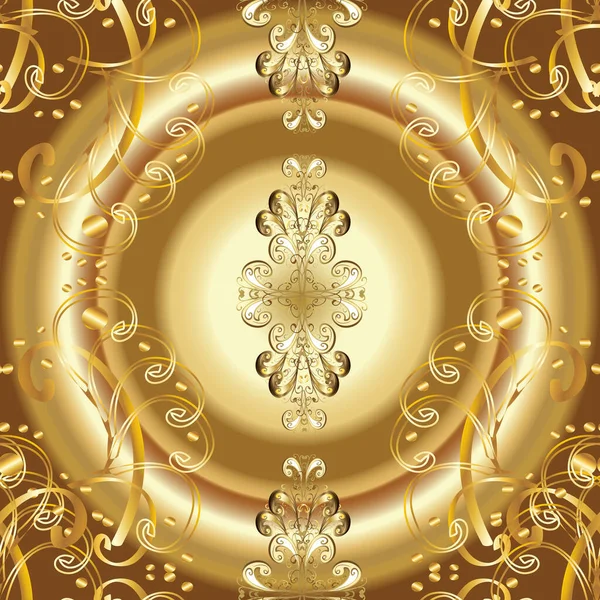 Бесшовный Абстрактный Фон Восточный Вектор Классический Коричневый Желтый Бежевый Золотой — стоковый вектор