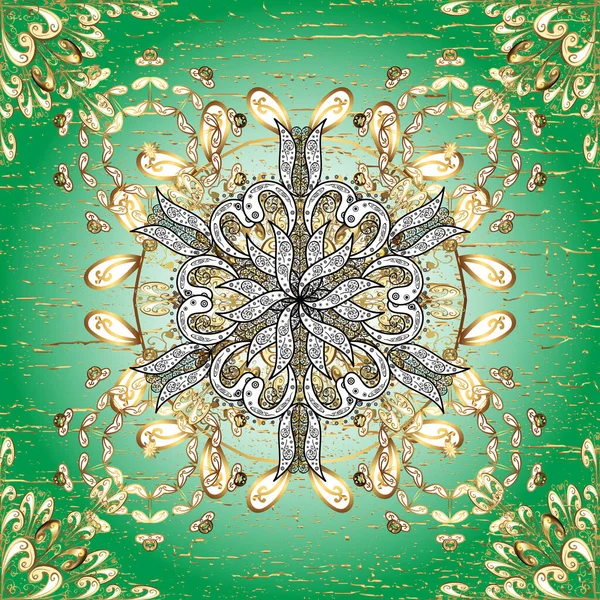 Векторний Золотий Безшовний Візерунок Золотий Візерунок Білих Нейтральних Зелених Кольорах — стоковий вектор