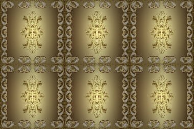 El yapımı dekoratif çerçeve, albüm kapağı, tebrik kartı, klasik Art deco tarzı. Tarafsız, kahverengi ve bej renklerde altın karalama fantezi yaprakları ve çiçeklerden oluşan soyut çiçek çelenkleri..