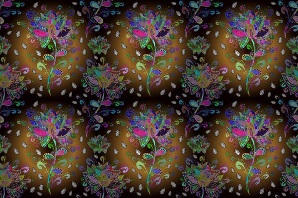 Бесшовный Цветочный Узор Иллюстрации Цветы Коричневого Черного Зеленого Цветов Акварельном — стоковое фото