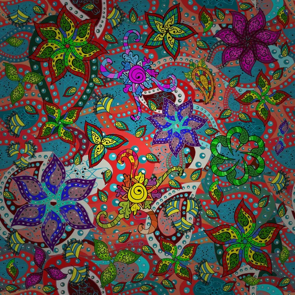 Векторная Иллюстрация Бесшовный Фон Винтажный Ретро Стиль Симпатичный Цветочный Узор — стоковый вектор