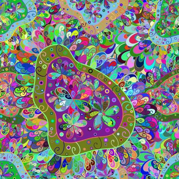 Farbe Sommer Theme Nahtlose Muster Hintergrund Flache Blume Elemente Design — Stockfoto