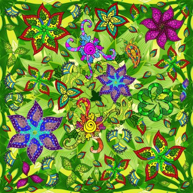 Bahar mevsimi. Tatil havası. Nazik romantik baskı. Vektörsüz şirin çiçek deseni.