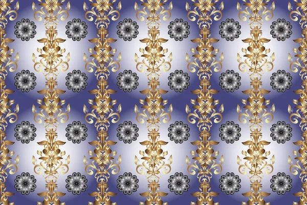 Ornamentale Dekoration Damastgold Abstrakte Blume Nahtlose Muster Auf Violetten Neutralen — Stockfoto