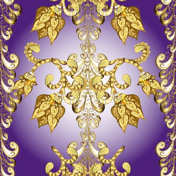 Violet Yellow Neutral Golden Pattern Seamless Abstract Background Repeating Elements — Stock Photo, Image