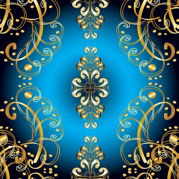 Furniture Classic Style Patina Pattern Blue Black Yellow Colors Golden — Stock Photo, Image