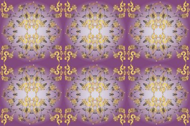 Paisley 'ler zarif çiçeksiz arka plan duvar kâğıdı çizimleri, kaliteli, modern, üç boyutlu sanat eseri, altın ve mor, nötr ve gri desenli çiçek yaprakları ve süsler..