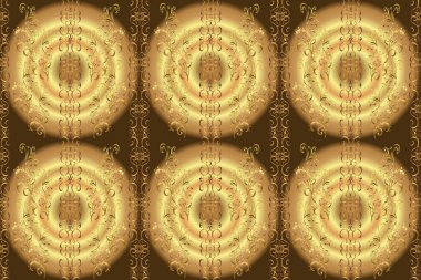 Altın elementlerle bej, sarı ve kahverengi renklerde klasik, pürüzsüz desen.