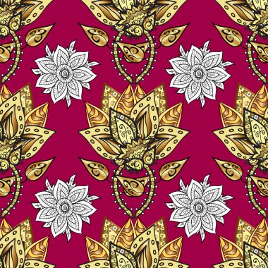 Kusursuz altın desenli bukleler. Altın desen. Altın elementli mor, sarı ve gri renkler. Doğu tarzı arabesk.