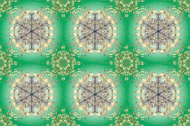 Paisleys elegant floral seamless pattern background wallpaper illustration with vintage stylish beautiful modern 3d line art gold and white, neutral and green paisley flowers leaves and ornaments.