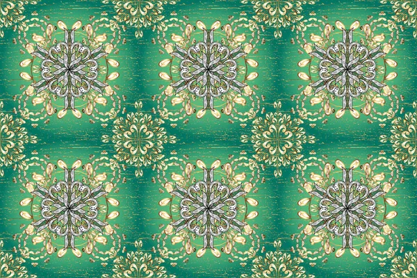 Kusursuz altın desen. Altın çiçekli süs brokar kumaş ve cam desenli. Çiçek desenli altın metal. Altın elementli beyaz, yeşil ve mavi renkler.
