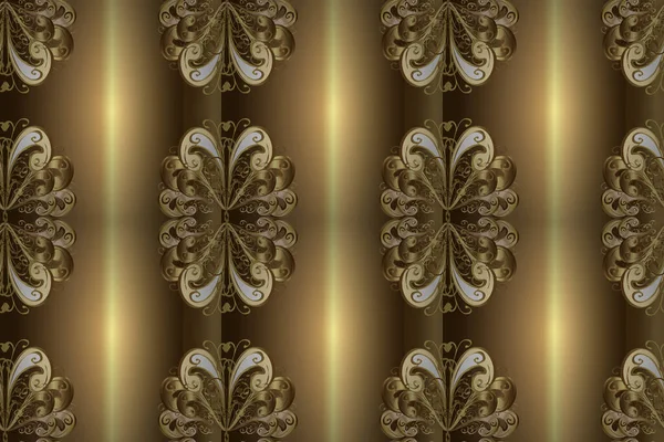 Kusursuz çiçek deseni. Duvar kâğıdı barok, İspanyol kumaşı. Kusursuz raster arka plan. Kahverengi, nötr ve bej renklerde grafiksel, modern, pürüzsüz desen.