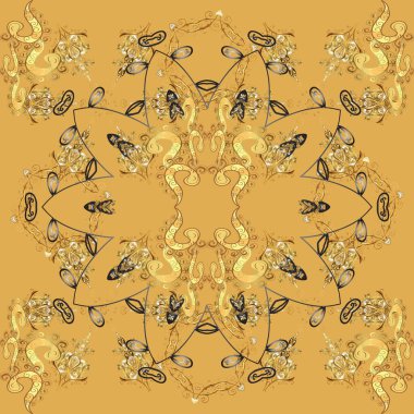 Oriental klasik gri, kahverengi, sarı ve altın desenli. Kusursuz soyut arkaplan.