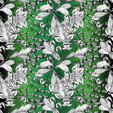 3 boyutlu çiçekler, pürüzsüz. Siyah, beyaz ve yeşil renklerde.