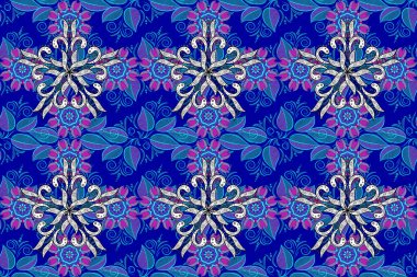 Renkli Yaz Temalı Kusursuz Arkaplan. Güzel kumaş desenli, kusursuz çiçek deseni. Düz Çiçek Elementleri Tasarımı.