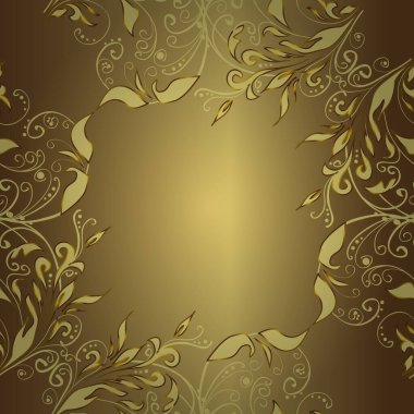 Kahverengi, sarı, nötr ve altın desenli. Zarif bir klasik vektör modeli. Tekrarlayan ögelerle kusursuz soyut arkaplan.