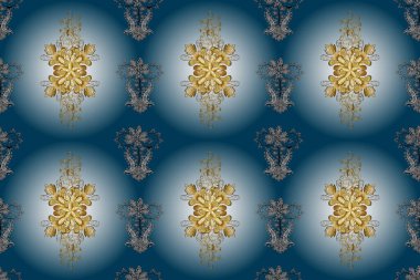 Çiçek desenli altın metal. Kusursuz altın desen. Raster altın çiçek süsü brokar kumaş ve cam desenli. Tarafsız, mavi ve beyaz altın elementlerle.