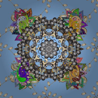 Çizgi film, yeni yıl çizimlerini kusursuz bir şekilde çizer. Grafikler detaylı, bir sürü nesne var sarı, gri ve mavi renkler. Sonsuz Vektör illüstrasyonu.