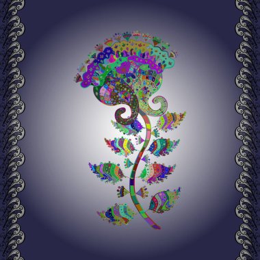 Renkli Bahar Temalı Kusursuz Arkaplan. Süslü kumaş deseni. Düz Çiçek Elementleri Tasarımı. Vektör illüstrasyonunda kusursuz çiçek deseni.