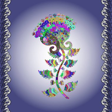 Flowers on violet, neutral and gray colors in watercolor style. Seamless floral pattern with flowers on violet, neutral and gray colors.