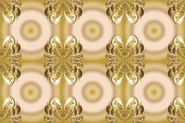 Klasik altın pürüzsüz desen. Çiçek süsü kumaş deseni, cam, çiçek desenli metal sarı, bej ve kahverengi altın elementli..