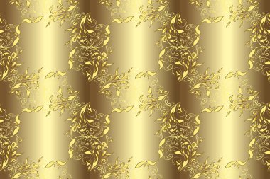 Geometrik arkaplan. Altın rengi, kusursuz çizim. Bej, nötr ve kahverengi renklerde altın çiçekli altın desenler. Senin tasarımın için, duvar kağıdı..