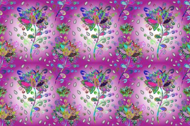Çiçeksiz desenlerin resmi. Tarafsız, mor ve mor renkli vadilerin çiçekleri.