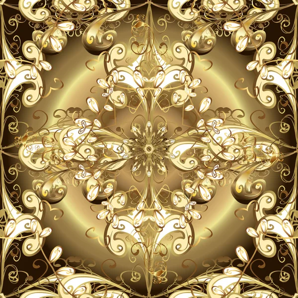 Abstract floral wreath from golden doodle fantasy leaves and flower on a neutral, brown and beige colors. Hand drawn decorative frame, album cover, greeting card, vintage Art deco style.