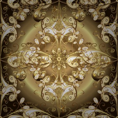 Elegant vector classic pattern. Neutral, brown and beige and golden pattern. Seamless abstract background with repeating elements.