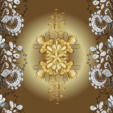 Seamless geometric pattern. Decor on beige, neutral and brown background for clothing design. Nice background. Cute texture. Abstract geometric pattern.