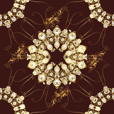 Pattern on white, brown and beige colors. Suitable for fabric, paper, packaging. For any design projects. Seamless. Fully editable.