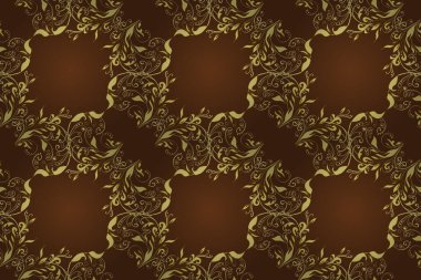 Seamless damask classic golden pattern. abstract background with repeating elements. illustration. Golden seamless pattern on neutral, yellow and brown colors with golden elements.