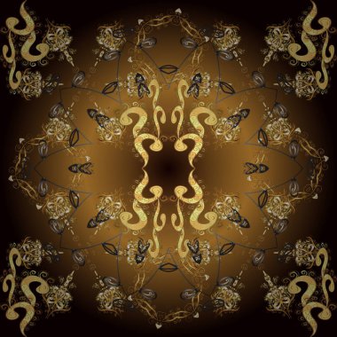 Classic seamless vector pattern. Classic vintage background. Fantasy nice illustration. Orient black, brown and yellow ornament for fabric, wallpaper and packaging. Damask orient ornament.
