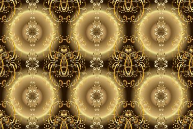 Geleneksel oryantasyon süsü. Klasik klasik klasik arka plan. Kusursuz klasik nötr, bej, kahverengi ve altın desenli.
